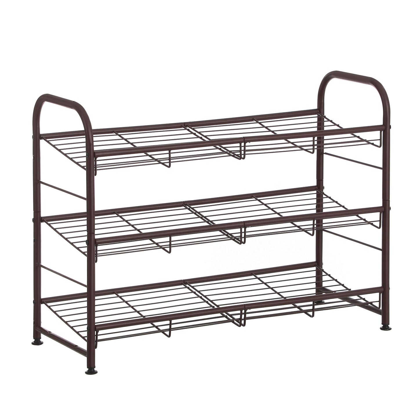 SONGMICS Stackable Shoe Rack, 4 Tier Metal Shoes Rack Storage Shelf, Holds up to 16 Pairs Shoes, Adjustable Slanted Shelves Tower Organizer for Closet Entryway Small Spaces, Bronze