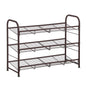 SONGMICS Stackable Shoe Rack, 4 Tier Metal Shoes Rack Storage Shelf, Holds up to 16 Pairs Shoes, Adjustable Slanted Shelves Tower Organizer for Closet Entryway Small Spaces, Bronze