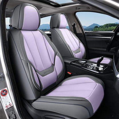 Coverado Car Seat Covers 5 Pieces, Full Set Universal Seat Covers for Cars, Waterproof Nappa Leather Auto Seat Protectors with Head Pillow, Car Interiors Fit for Most Sedans SUV Pick-up Truck, Black