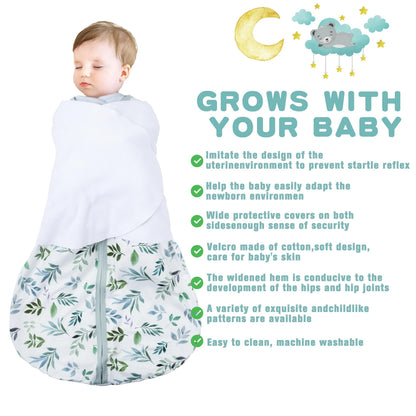 BSTOPPT Fleece Newborn Sleep Sack Baby Swaddle,3-Way Adjustable Wearable Blanket,2 Pack Fleece Swaddling sleeping bag TOG 2.0， (Blue&Green, 0-3 Months)