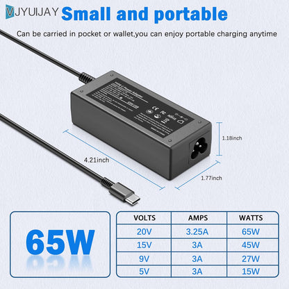 VJYUIJAY Universal 65W USB C Laptop Charger