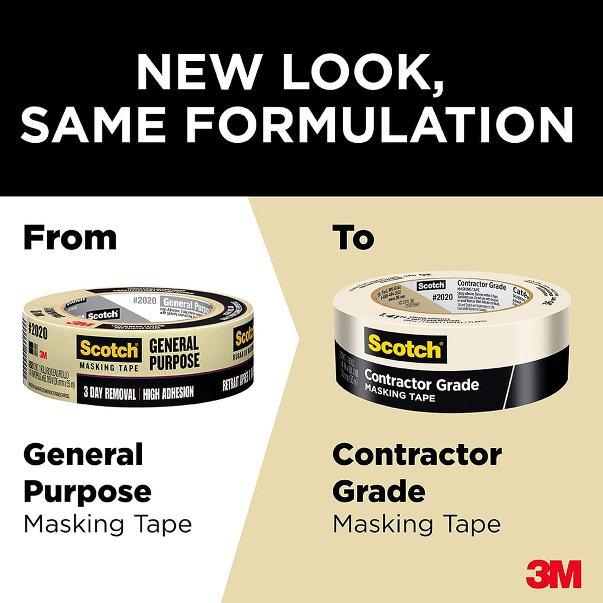Scotch Contractor Grade Masking Tape, 0.94 inches by 60.1 yards (360 yards total), 2020, 6 Rolls