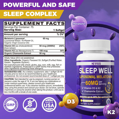 NEVISS L-Tyrosine Gummies & Melatonin 60mg for Adults Bundle