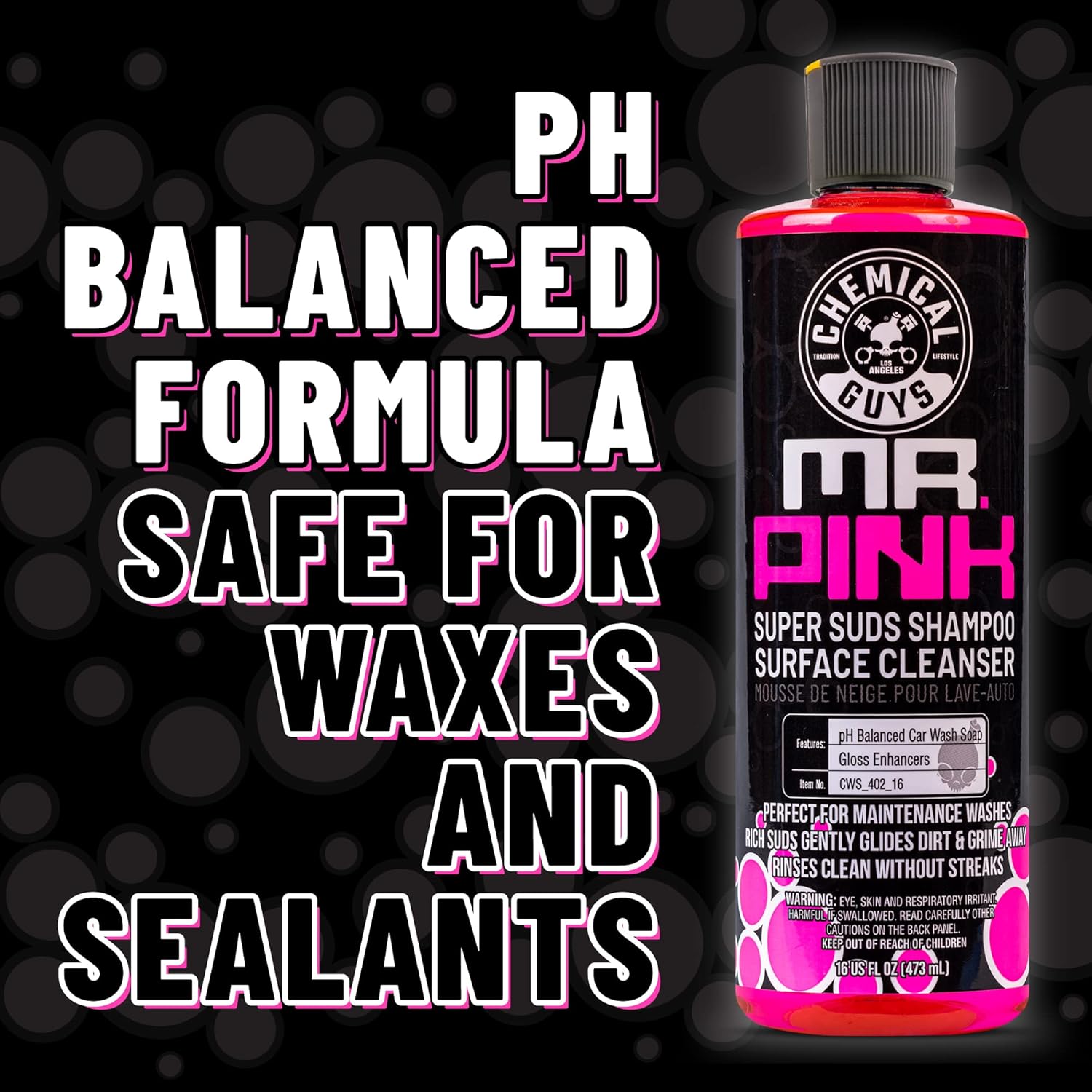Chemical Guys Mr. Pink Car Wash Soap - 64 oz Super Suds Foaming Car Wash Soap for Cannon, Blaster, or Bucket Washing - pH Balanced, Safe on Wax, Sealant, Ceramic, and Clear Coat Finishes