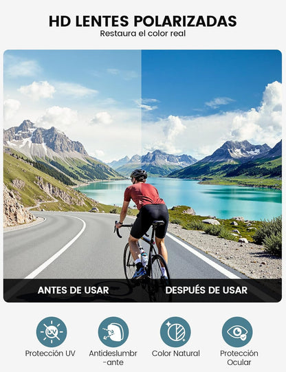 Lamicall Polarisierte Sportsonnenbrille Herren Damen, [24g Ultraleicht] Verstellbares Nasenpad Sportbrille für Fahrrad Wandern Laufen