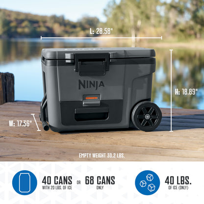 Ninja FrostVault 45QT Cooler with Wheels | Insulated with Temp Dry Storage Drawer | Keeps Ice Cold for Days | for The Beach, Camping, Picnics & More | Halocline Green | FB245TL