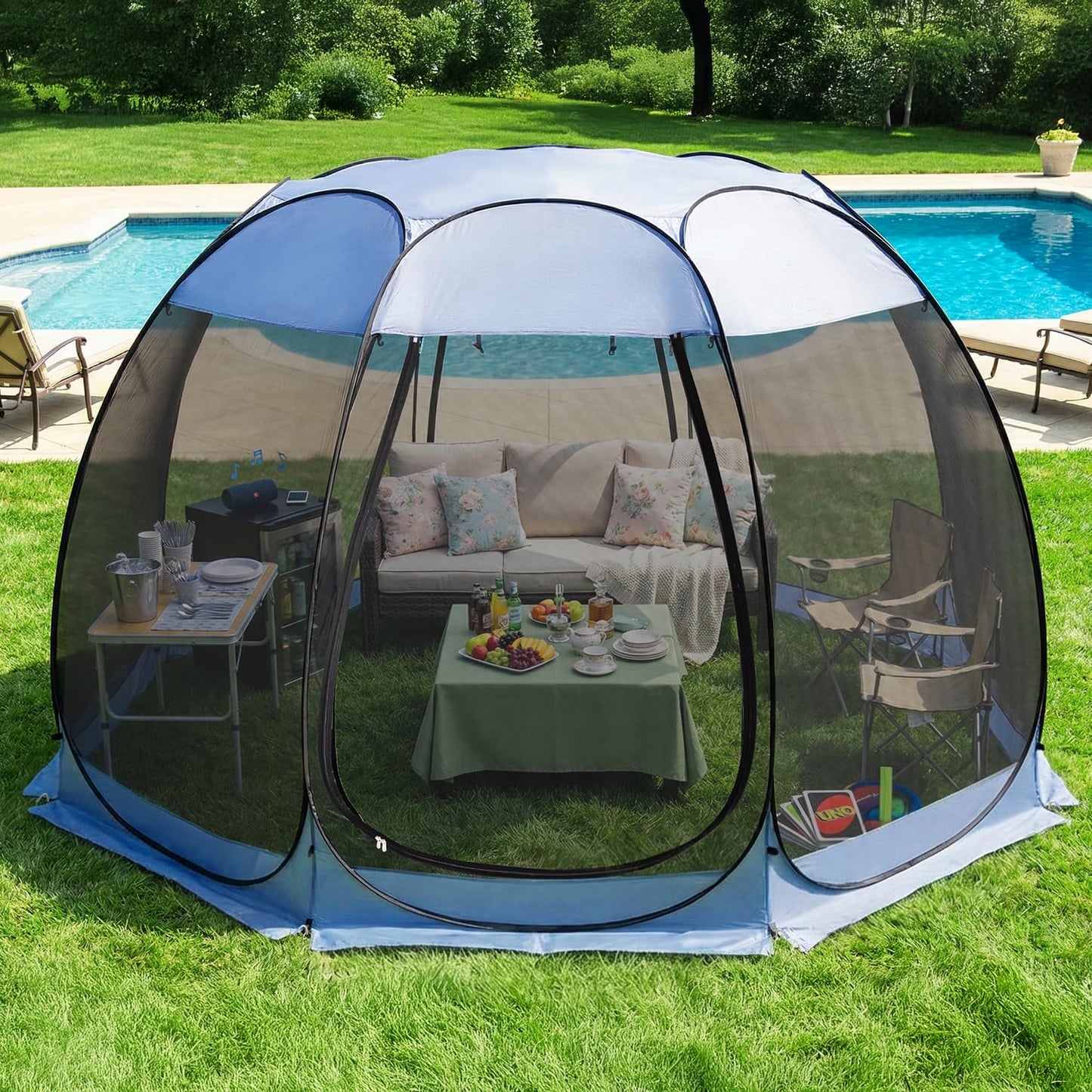 Alvantor Pop Up Screen House Tent, Instant Outdoor Gazebo with Mosquito Netting & UPF 50+ Sun Protection, Portable Canopy Shelter for Patio, Backyard, Camping (2-10 Person)