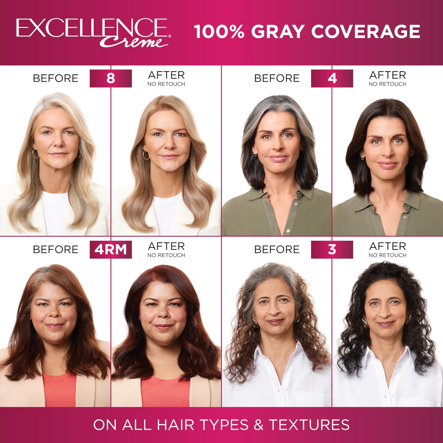 L'Oréal Paris Excellence Crème Permanente Haarfarbe, dreifache Pflegehaarfarbe mit Hyaluronsäure für 100% Grauabdeckung, 4AR Dunkles Schokobraun, 1 Packung (Verpackung kann variieren)