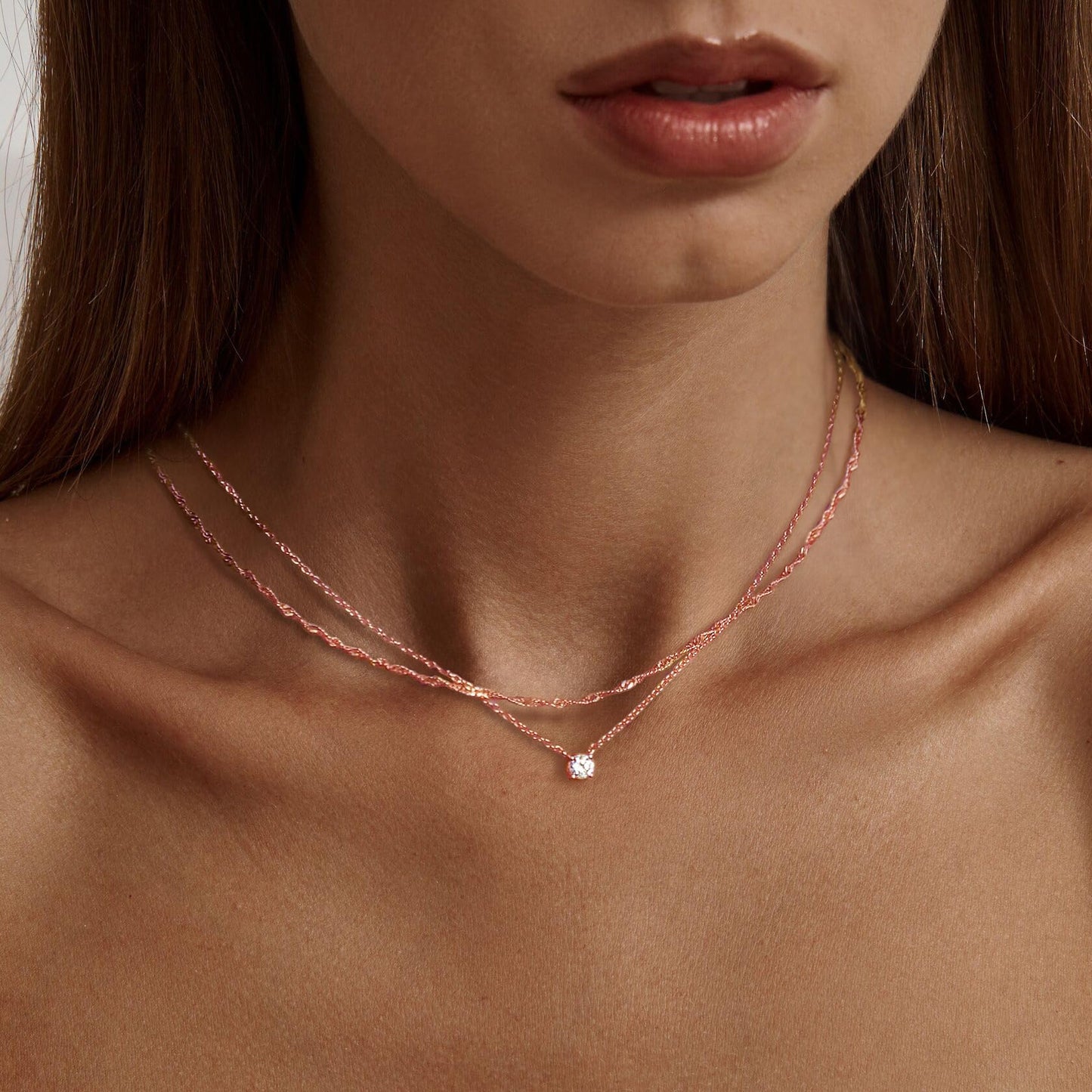 Tewiky Dainty 14k Gold Plated/Silver Cubic Zirconia Necklaces for Women, Simple CZ Jewelry Necklaces Trendy Gifts