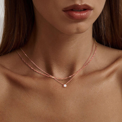 Tewiky Dainty 14k Gold Plated/Silver Cubic Zirconia Necklaces for Women, Simple CZ Jewelry Necklaces Trendy Gifts