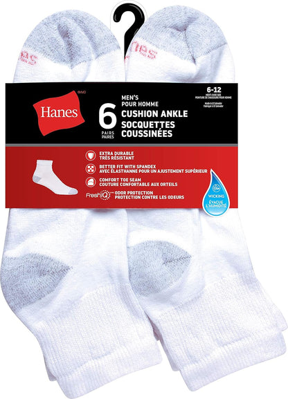 Hanes Red Label Herren 6er Pack gepolsterte Knöchelsocken