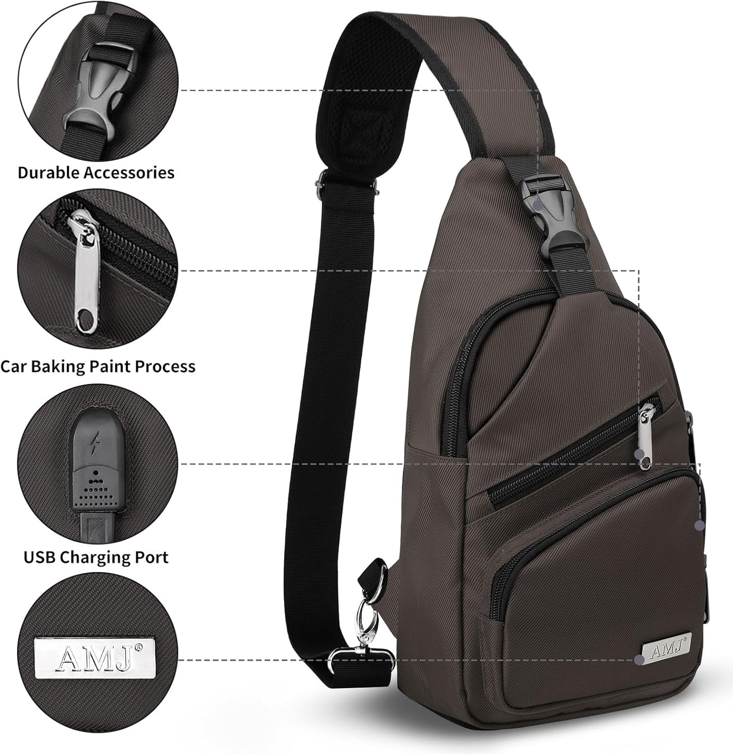 AMJ Sling Bag für Wandern und Outdoor, Umhängetasche, Reise-Brusttasche Daypack für Damen & Herren