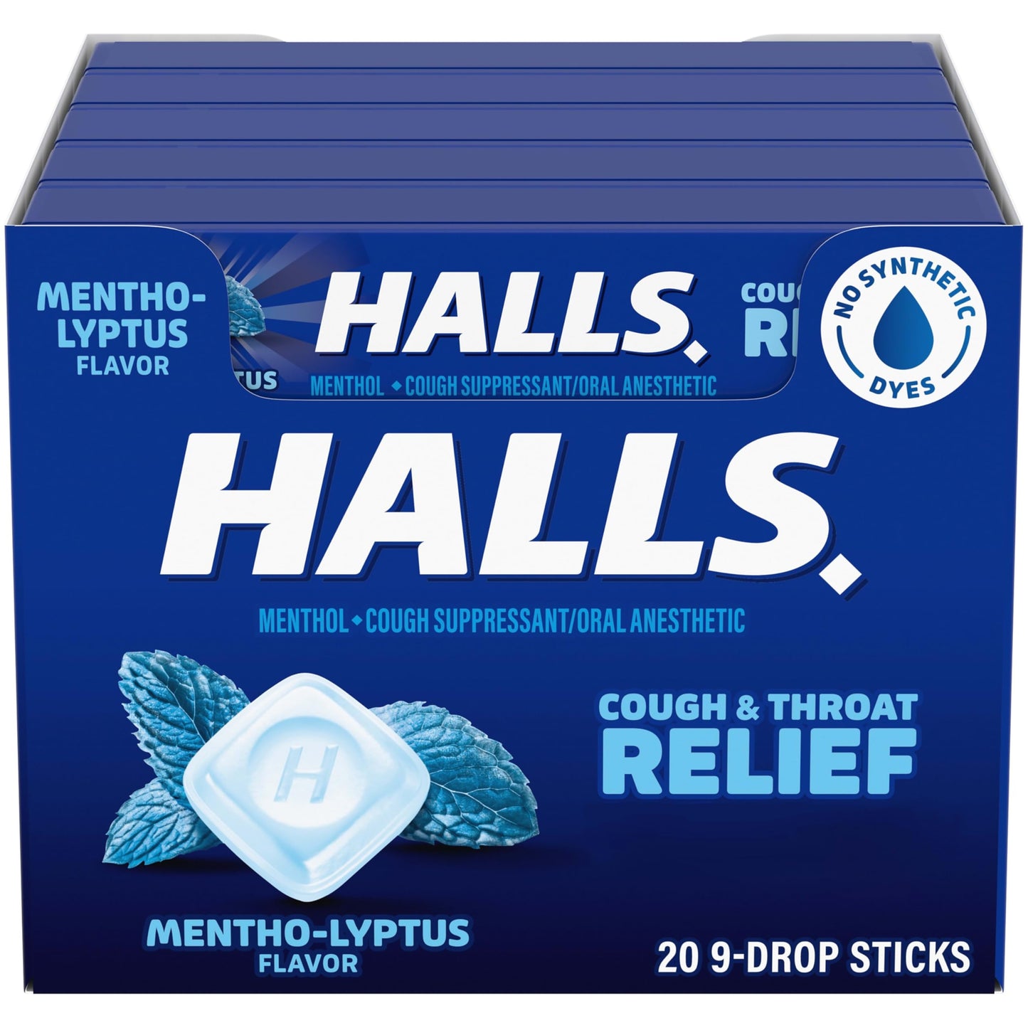 Halls Cough and Throat Relief Mentho-Lyptus Cough Drops, 12 Bags of 30 (360 Total Drops)