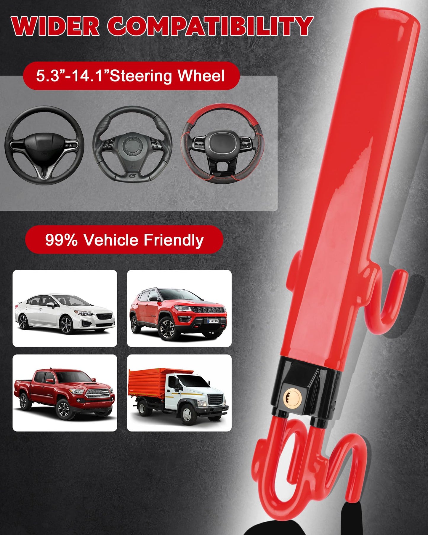 Tevlaphee Steering Wheel Lock Anti-Theft Car Device Heavy Duty Security Car Lock Antitheft Locking Devices Great Deterrent Adjustable Car Wheel Lock Anti Theft for Vehicle Truck with 3 Keys(Yellow)