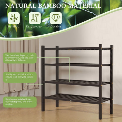 ROMGUAR CRAFT 3 Tier Bamboo Shoe Rack for Closet Free Standing Wood Shoe Shelf Storage Organizer for Entryway Small Space Stackable 27"x11"x20" (Natural)