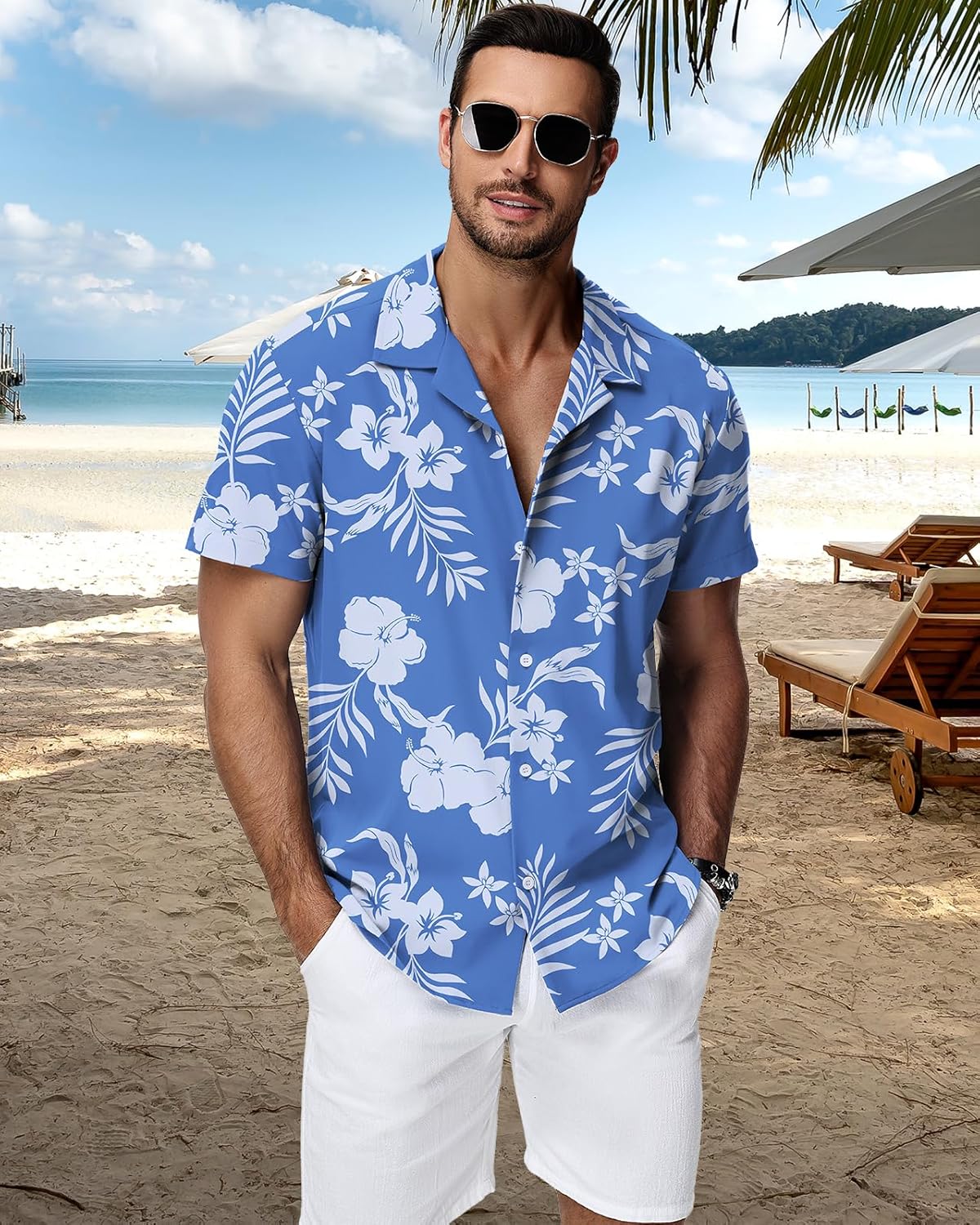 HMIYA Herren Hawaiihemden Kurzarm Button-Up Hemd Herren S-3XL