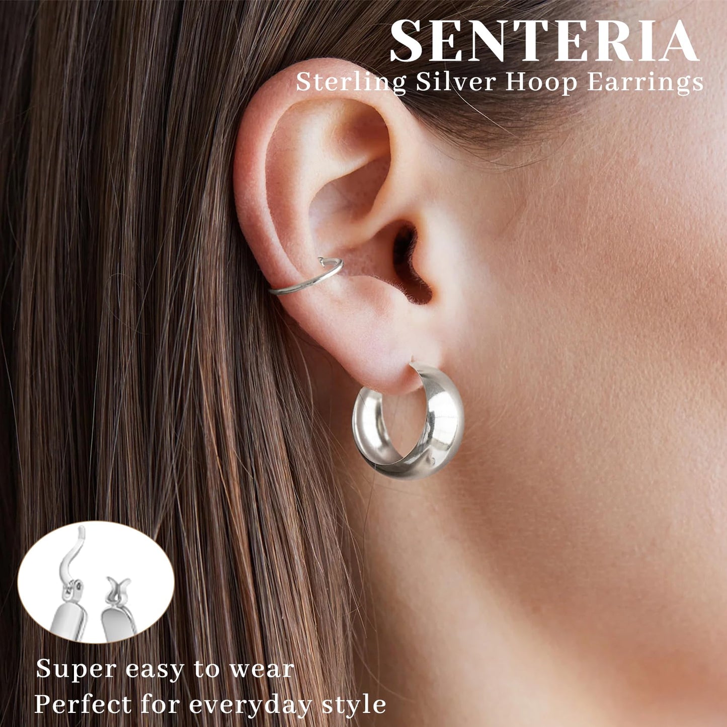 Senteria Dicke, klobige, vergoldete Creolen für Frauen, hypoallergene, 14K vergoldete Creolen, leichte, große goldene Creolen für Frauen, 30 MM