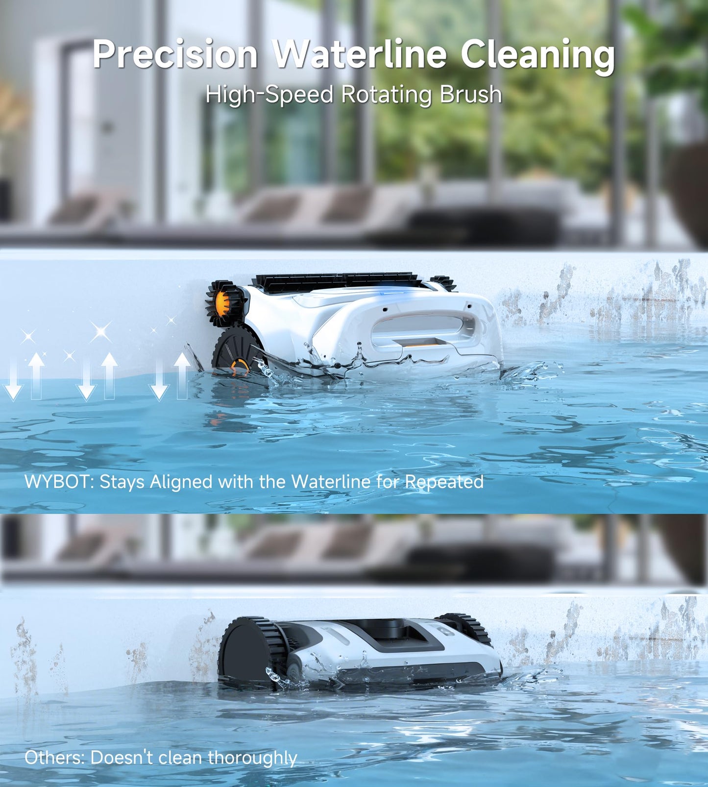 (2026 NEW) WYBOT B1 Cordless Robotic Pool Vacuum for Inground Pools, Six-Roller Brush 4-in-1 Smart Pool Cleaner, Edge Cleaning High Obstacle Crossing, Lightweight, App Navigation, Gray Black