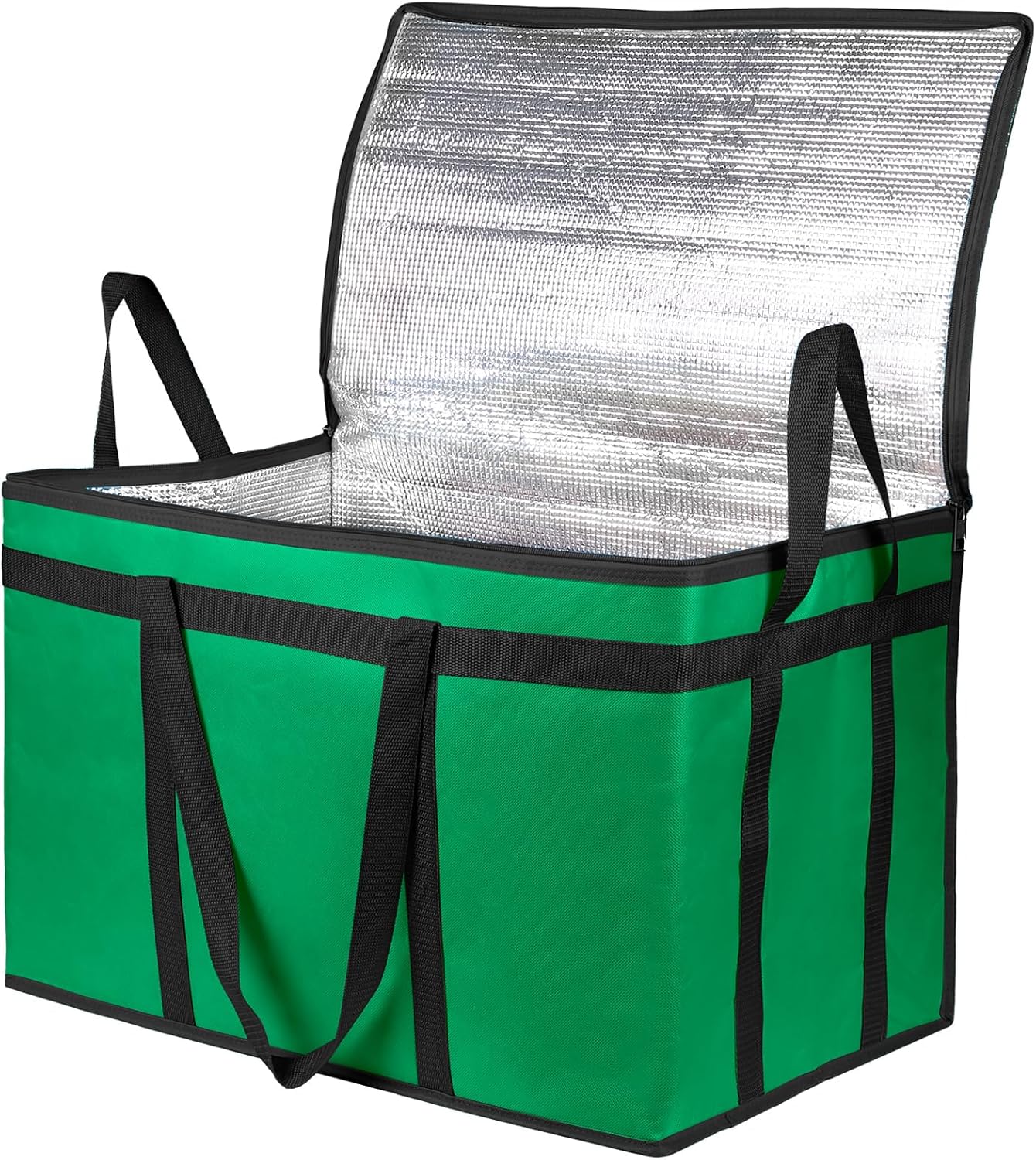 Bodaon Isolierte Essensliefertasche - Warm- & Kalthaltetransporttasche, Catering/Doordash Pizzawärmer, Einkaufstasche, Kühltasche für Partys (Schwarz-Rot, 1 St.), Ideal für den Transport warmer Speisen