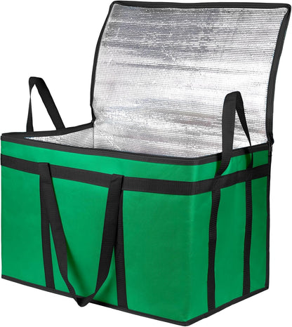 Bodaon Isolierte Essensliefertasche - Warm- & Kalthaltetransporttasche, Catering/Doordash Pizzawärmer, Einkaufstasche, Kühltasche für Partys (Schwarz-Rot, 1 St.), Ideal für den Transport warmer Speisen