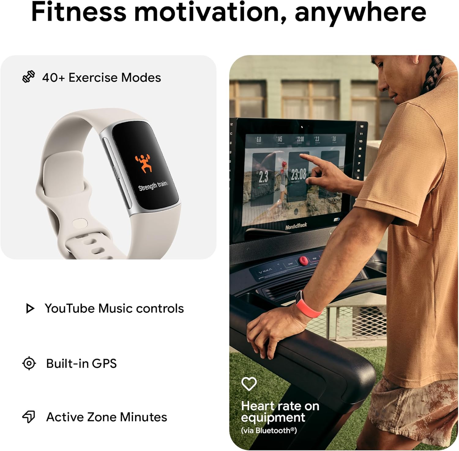 Google Fitbit Charge 6 Advanced Health and Fitness Tracker with Built-in GPS, Stress Management Tools, Sleep Tracking, 24/7 Heart Rate and more -- Silver/White