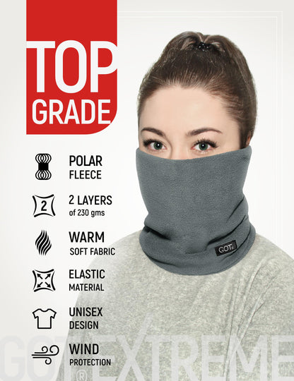 GOT Sports Polar Fleece Nackenwärmer - Doppellagige Winter Ski Gesichtsmaske - Nackengamasche Schal zum Skifahren, Snowboarden, Laufen (Schwarz)