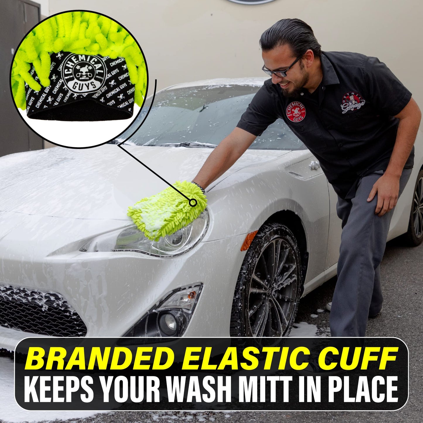 Chemical Guys Chenille Premium Kratzfreier Mikrofaser Waschhandschuh für die Autowäsche – 2er-Pack, Limettengrün, ultraweiche Autowaschhandschuhe, wirbelfreies Finish, sicher für LKWs, SUVs, Motorräder und mehr