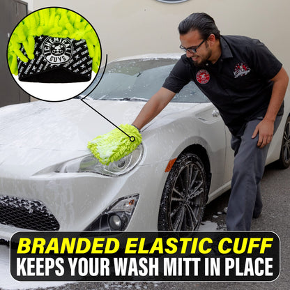 Chemical Guys Chenille Premium Kratzfreier Mikrofaser Waschhandschuh für die Autowäsche – 2er-Pack, Limettengrün, ultraweiche Autowaschhandschuhe, wirbelfreies Finish, sicher für LKWs, SUVs, Motorräder und mehr