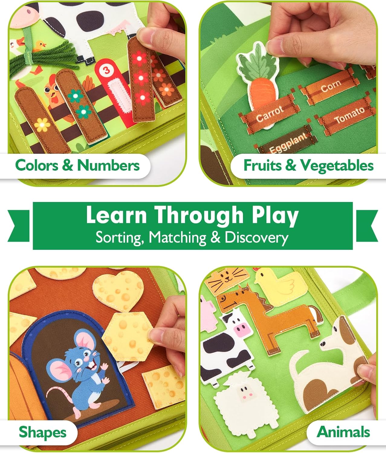 hahaland Busy Book for Toddlers 1-3 - Montessori Toys Busy Board for 1 Year Old Boy Gifts Girl Toys Educational Learning Quiet Activity Books Toddler Travel Toys for One Year Old Birthday Gift