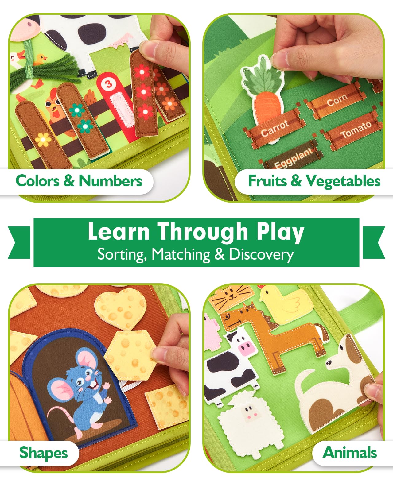 hahaland Busy Book für Kleinkinder 1-3 – Montessori Spielzeug Activity Board für 1-jährige Jungen Mädchen Lernspielzeug Leise Aktivitätsbücher Geschenke Kleinkind Osterkorb Füller Einjährige Reisespielzeuge