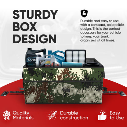 FORTEM Car Trunk Organizer, Collapsible Multi Compartment Car Organizer, Foldable SUV Storage for Car Accessories for Women Men, Non Slip Bottom, Securing Straps, Soft Cover 50L (Black, Standard)