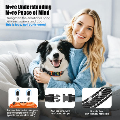 Smart AI Bark Collar for Large Medium Small Dogs, Anti Barking Device with 5 Training Modes, Exclusive Forced Bark-Stopping, Rechargeable IP67 Waterproof Bark Collar with 5 Sensitivity (Black)