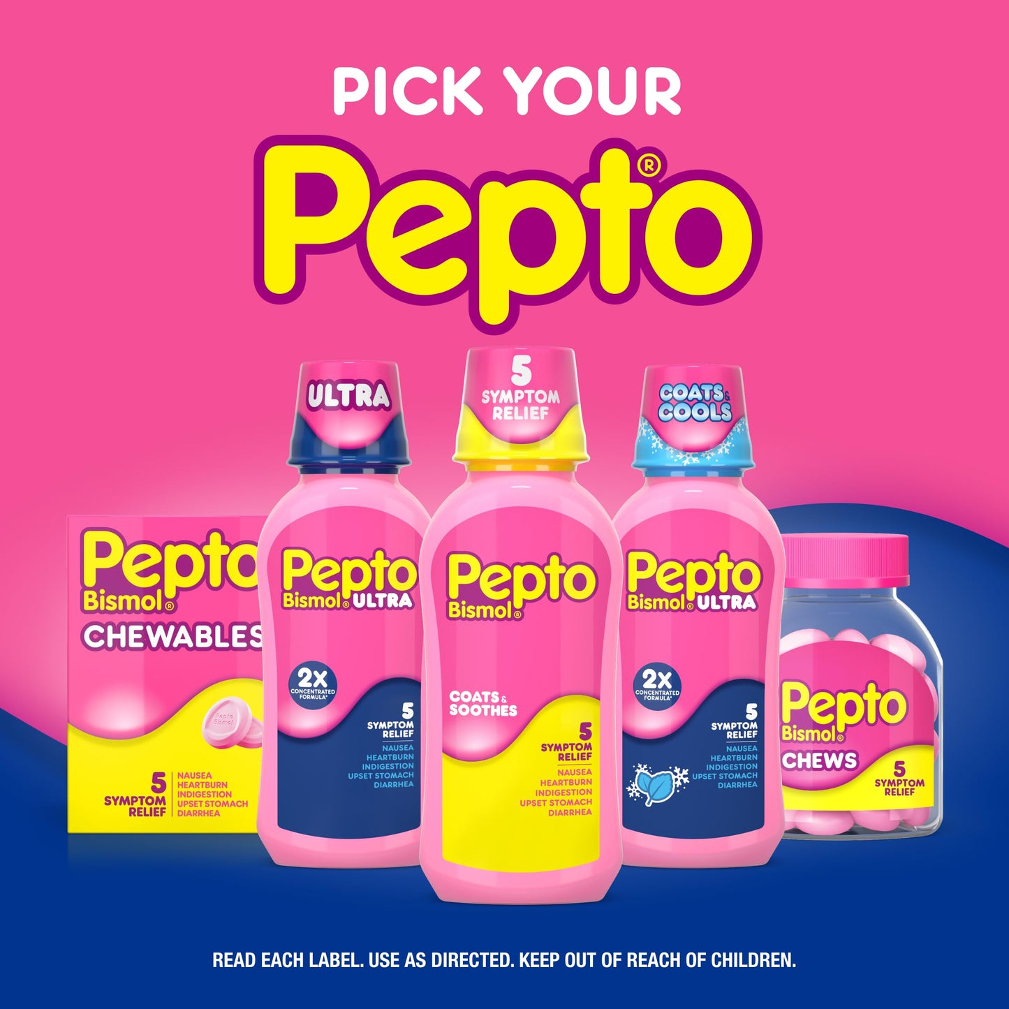 Pepto Bismol Ultra Caplets, Upset Stomach Relief, Nausea Relief, Heartburn Relief, Indigestion Relief, Anti Diarrhea Medication for Adults - 5 Symptom Relief, 48 ct (2x24 ct) (Pack of 12)