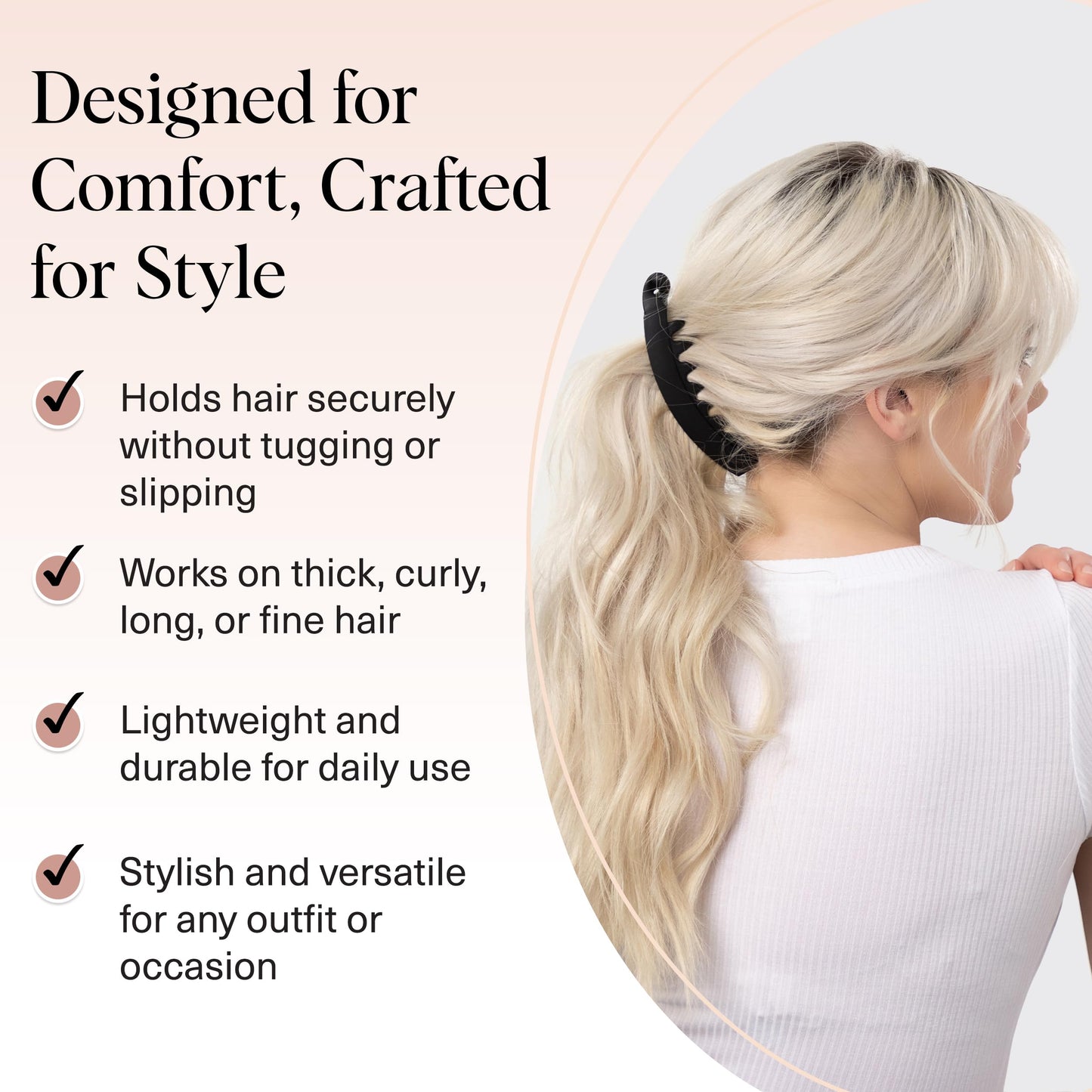 Kitsch Mittelgroße Haarspangen für Damen, starker Halt, Haarclips aus recyceltem Kunststoff für dickes Haar | Ideal für Hochsteckfrisuren, halb offene Frisuren | Ideale Geschenke für Frauen – 2 Stück, Schwarz und Schildpatt