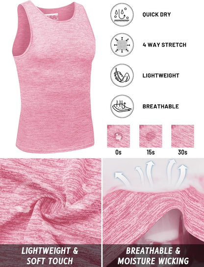 TACVASEN Herren Tanktops Schnelltrocknend Ärmelloses Workout Muskelshirt Sport Bodybuilding Fitness Performance T-Shirts