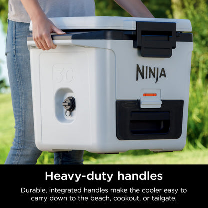 Ninja FrostVault 50qt Hard Cooler with Dry Zone | Integrated Fridge-Temp Dry Storage Drawer | Premium Heavy-Duty Insulated Cooler | Keeps Ice Cold for Days | Spanish Moss | FB151GN1