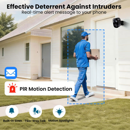 2026 Enhanced 2K UHD Security Cameras Wireless Outdoor – Free Cloud & SD Storage, Dual-Band WiFi 2.4G/5G, Full-Color Night Vision, 6-Month Battery, Motion Alerts, IP66 Weatherproof, 2-Way Talk