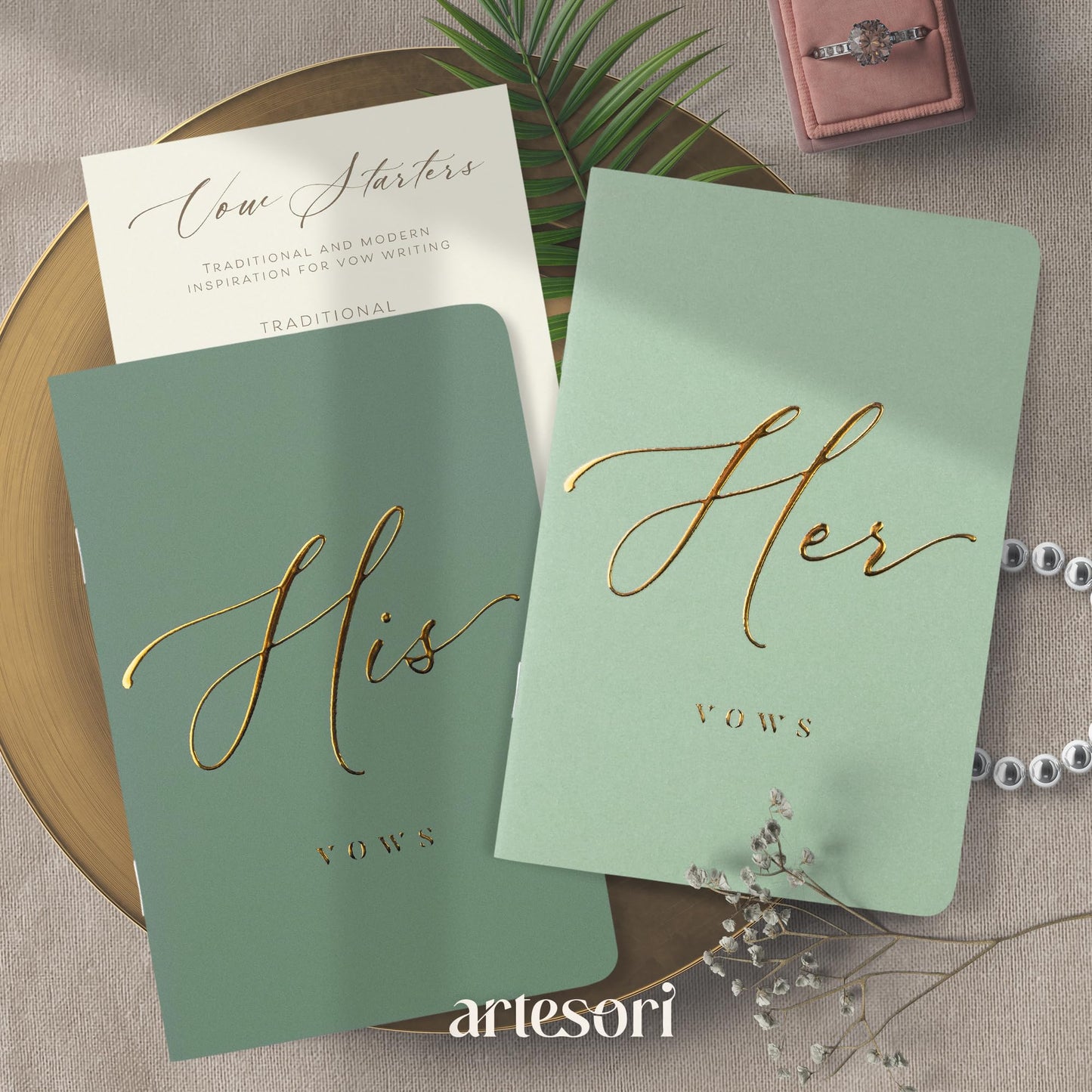ARTESORI Premium Ehegelübde-Buch für Sie & Ihn, Soft-Touch, Goldfolie, 28 linierte Seiten, Ehegelübde-Bücher für Sie und Ihn, Hochzeits-Essentials, Hochzeits-Geschenkideen, Geschenke für Sie und Ihn [Weiß & Schwarz]