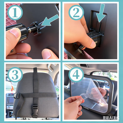 Funbliss Baby-Rückspiegel für rückwärtsgerichteten Autositz, 360° drehbar, sicherheitszertifiziertes, bruchsicheres Acrylglas, klare Weitsicht, Baby-Autospiegel für rückwärtsgerichteten Kindersitz, Baby-Fahrzeugspiegel