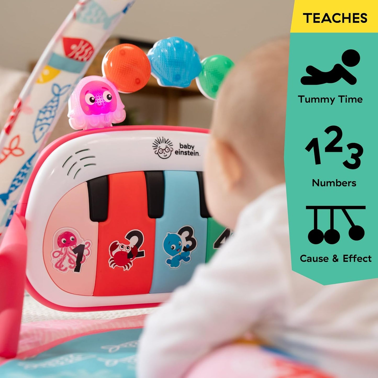 Baby Einstein 4-in-1 Kickin' Tunes Musik- und Sprachspielmatte und Klavier-Bauchlage-Aktivitätsmatte