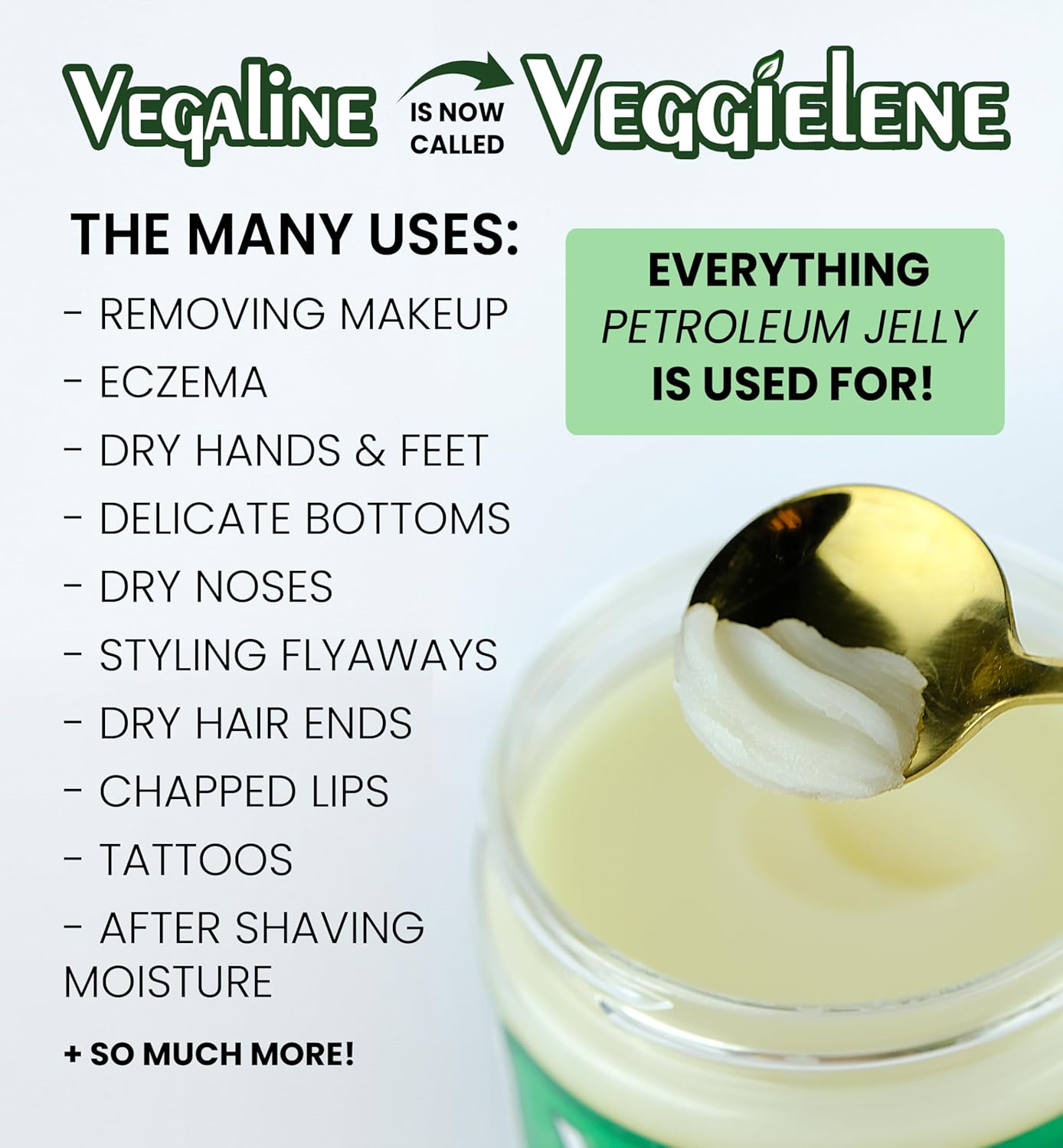 Beesaluxe Veggielene - 100% Natural, Vegan & Hypoallergenic Alternative to Petroleum Jelly - Unpetroleum - Lips, Hands, Baby, Makeup Remover and More (8 Ounce)