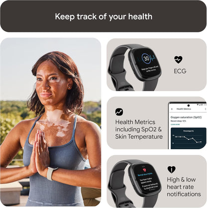Google Fitbit Sense 2 Advanced Health and Fitness Smartwatch with Tools To Manage Stress and Sleep, Ecg App, Spo2, 24/7 Heart Rate and Gps, Shadow Grey/Graphite, One Size (S and L Bands Included)