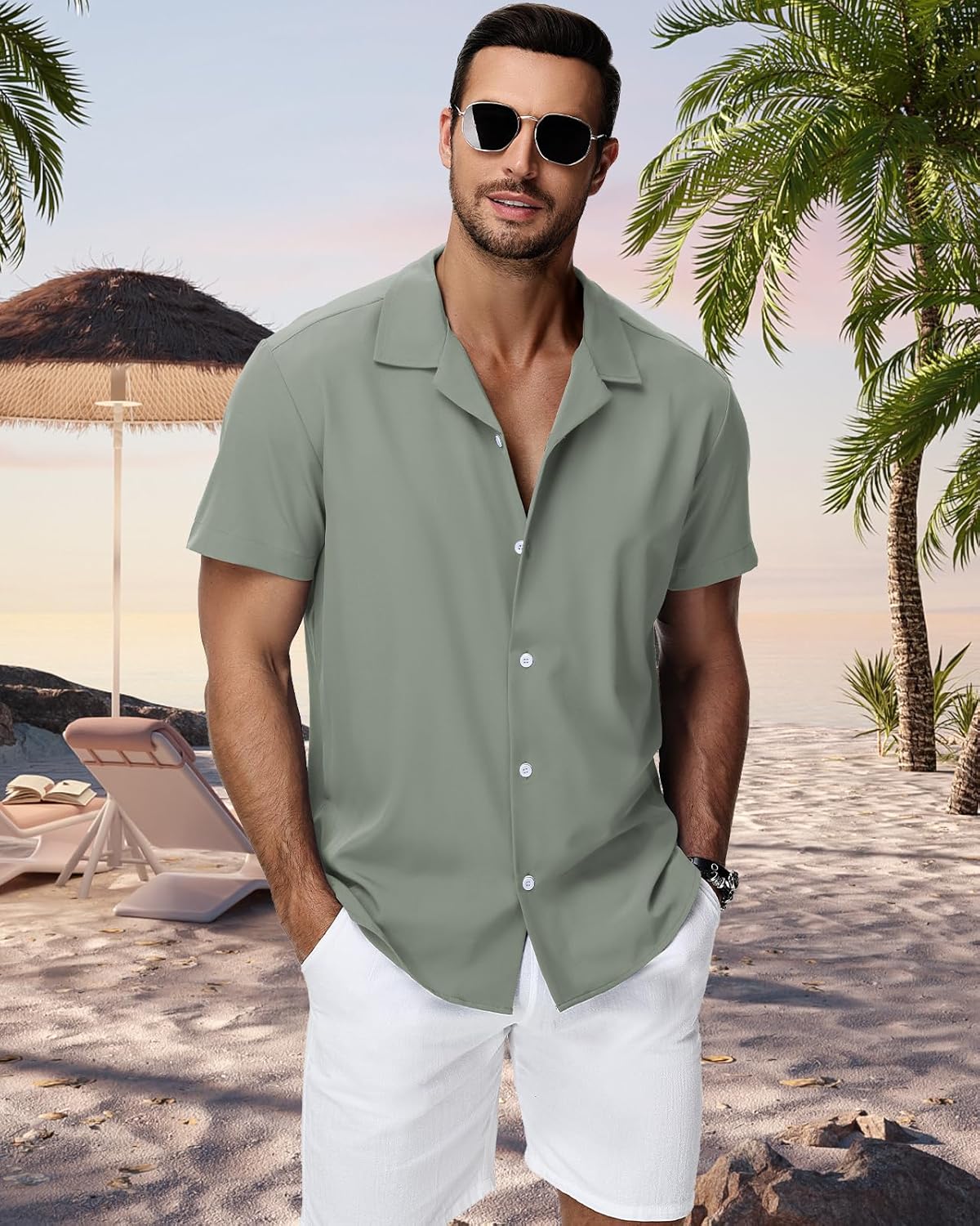 HMIYA Herren Hawaiihemden Kurzarm Button-Up Hemd Herren S-3XL