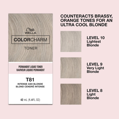 COLORCHARM Permanente Flüssigtönungen | Neutralisiert Gelbstich | Frei von Parabenen | Vegan | T18 Hellstes Aschblond | 41 ml