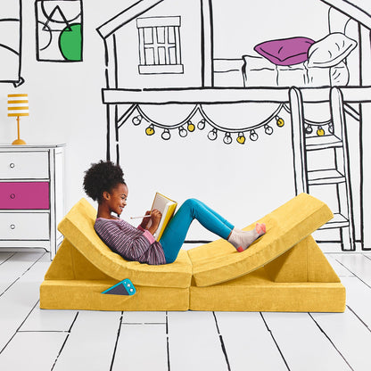Yourigami Kids and Toddler Play Gym, Playroom Couch Set, Durable Modular Design, Green Meadows