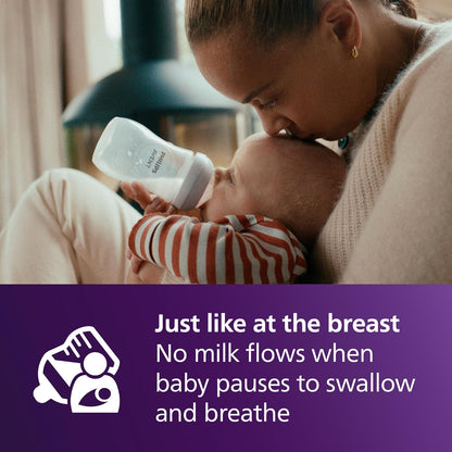 Philips Avent Natural Baby Bottle with Natural Response Nipple (Medium Flow,Flow 3), 9oz, SCY903/01