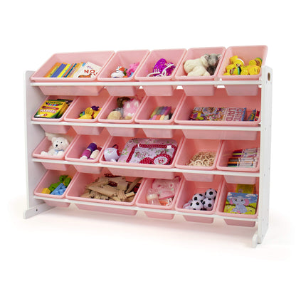 Humble Crew Toy Storage Organizer with 20 Removable Storage Bins for Kids Playroom, 4-Tier Toddler Toy Organization and Storage, Natural/White
