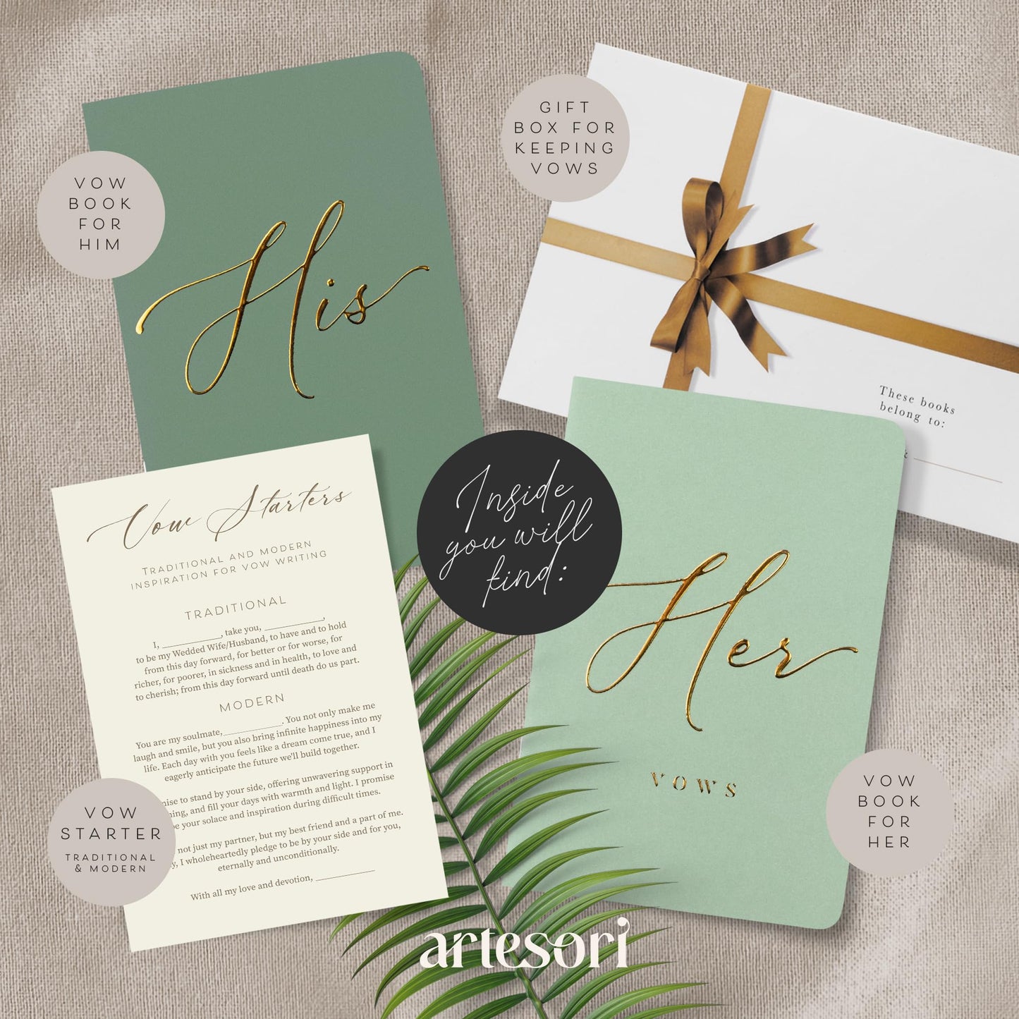 ARTESORI Premium Ehegelübde-Buch für Sie & Ihn, Soft-Touch, Goldfolie, 28 linierte Seiten, Ehegelübde-Bücher für Sie und Ihn, Hochzeits-Essentials, Hochzeits-Geschenkideen, Geschenke für Sie und Ihn [Weiß & Schwarz]