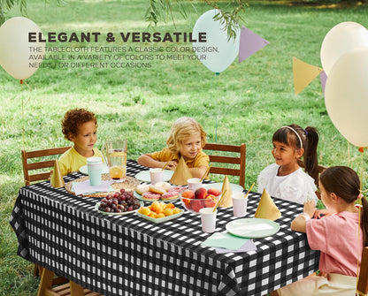 Utopia Kitchen Einweg-Tischdecke aus Kunststoff (12er Pack – 137x274 cm) Weiß Rechteckige Tischdecke Wasserdicht Schmutzabweisend Party-Tischdecke