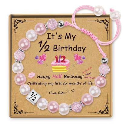 Sereney Birthday Gifts for Girls, Beaded Bracelets as 1/2 1 2 3 4 5 6 7 8 9 10 11 12 13 14 15 16 Year Old Birthday Gift, Adjustable Cross/Pearl Bracelet as Happy Birthday Gifts for Daughter